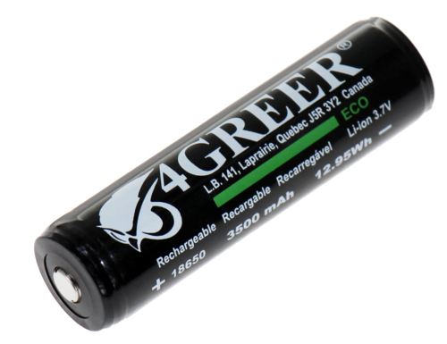 4GREER 18650 Protected High Top 3500 mAh Li-ion Rechargeable Battery